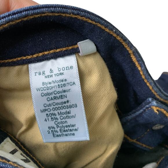 Rag & Bone Jeans Women 27 Blue Denim Cate Mid-Rise Ankle Skinny Dark Wash Cotton - Picture 8 of 8